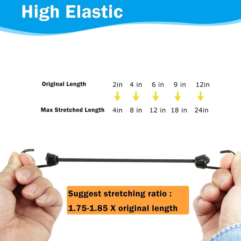 Joneaz Mini Bungee Cord with Hooks 2 Inch, Plastic Coated, Without Sharp Hook End, 15 Piece - Image 3